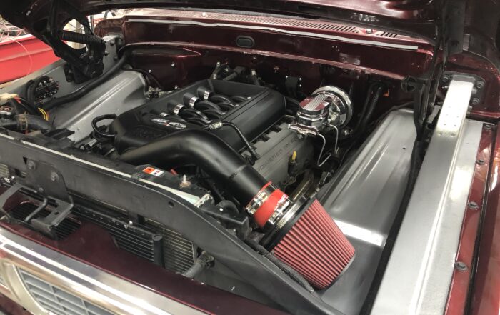 1970-f100-coyote-swap-6r80-transmission-engine-bay